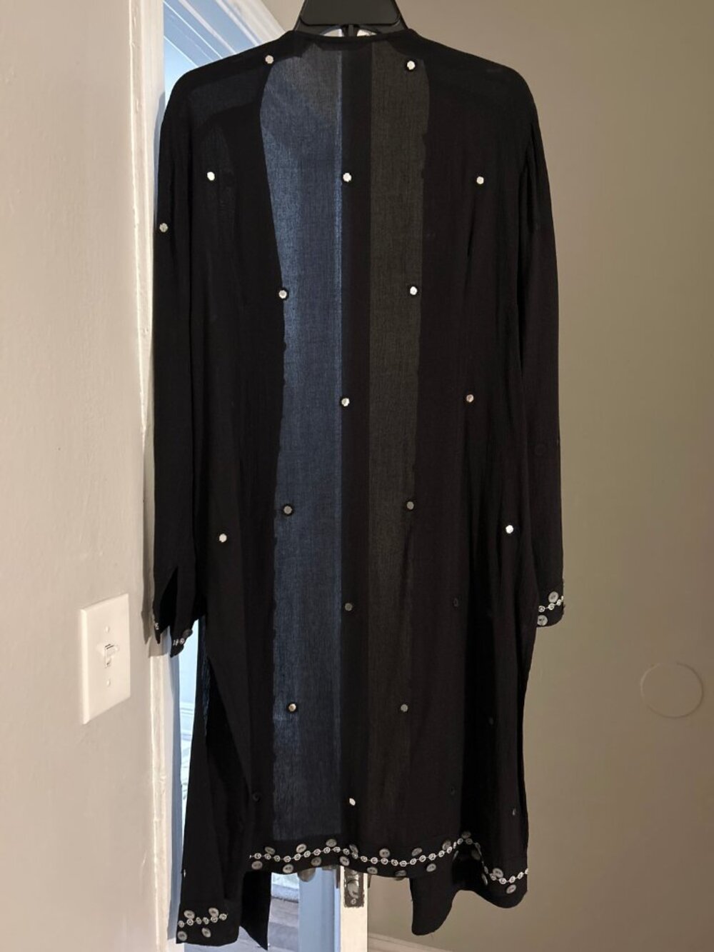 Soft Surroundings Black Sequin Embellished Duster Kimono Size L
